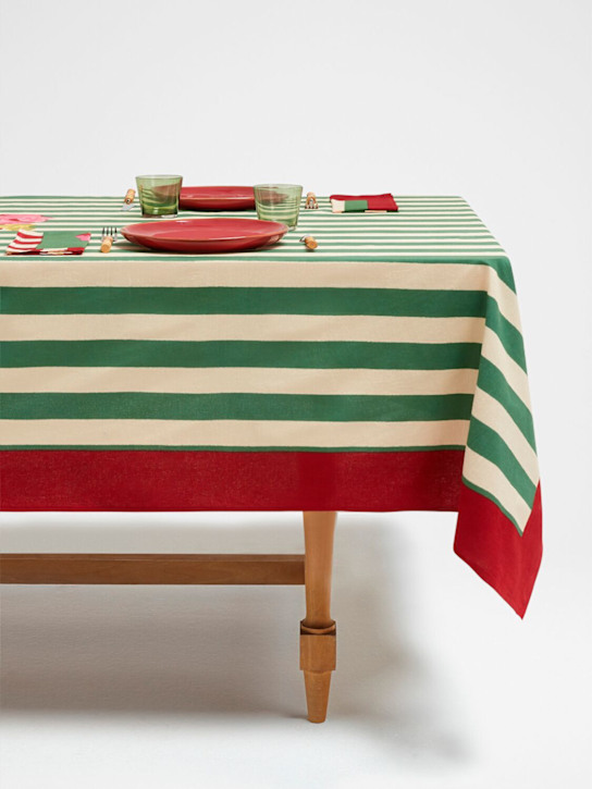 LISA CORTI: Nizam Stripes Green square tablecloth - ecraft_1 | Luisa Via Roma
