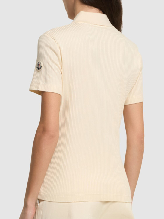 Moncler: Cotton blend polo shirt - White - women_2 | Luisa Via Roma