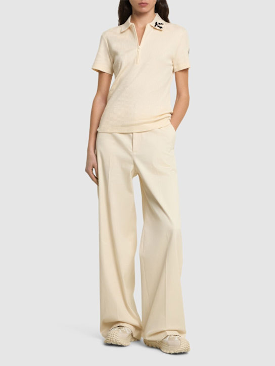 Moncler: Cotton blend polo shirt - White - women_1 | Luisa Via Roma