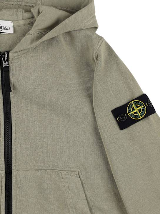 Stone Island Junior: コットンジャージージップフーディー - カーキ - kids-boys_1 | Luisa Via Roma