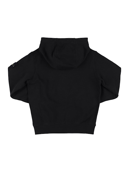 Stone Island Junior: Cotton jersey hoodie - Black - kids-boys_2 | Luisa Via Roma