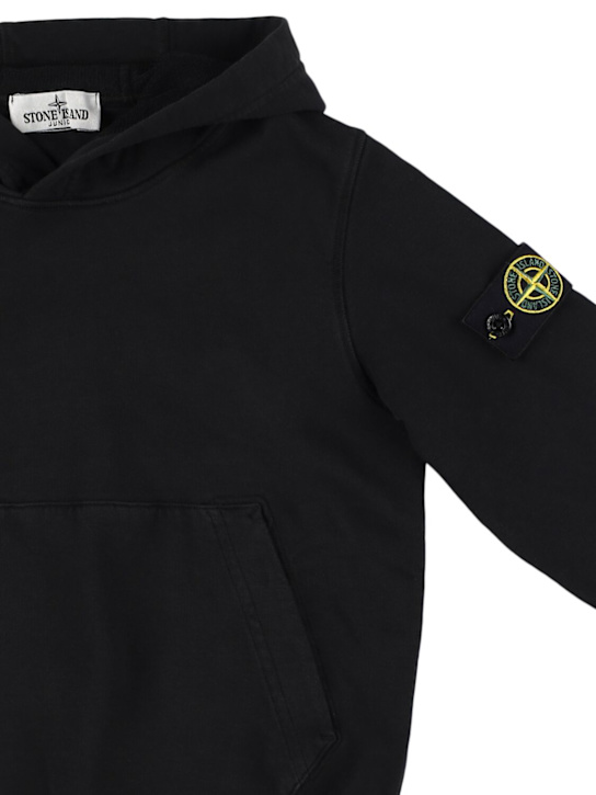 Stone Island Junior: Cotton jersey hoodie - Black - kids-boys_1 | Luisa Via Roma