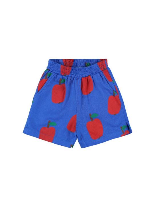 Jellymallow: Apple print cotton shorts - Blue - kids-boys_0 | Luisa Via Roma