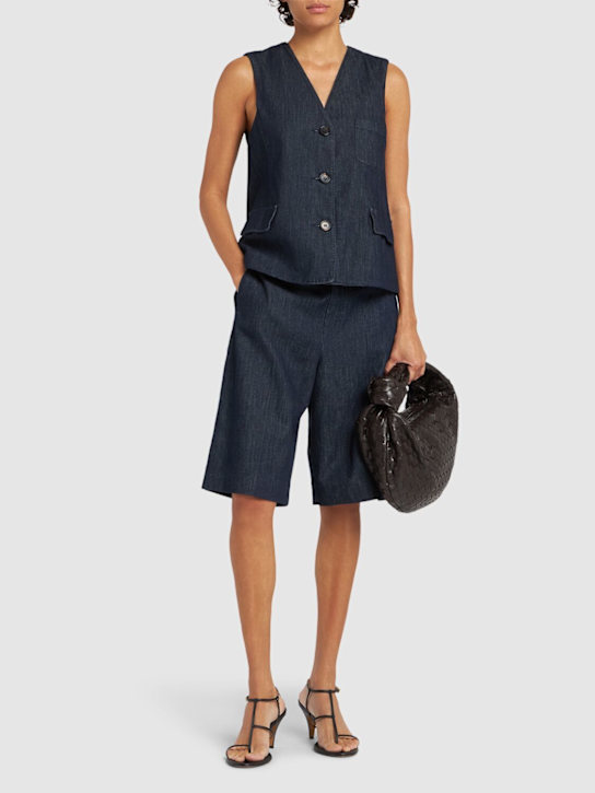 'S Max Mara: Frank denim shorts - ダークブルー - women_1 | Luisa Via Roma