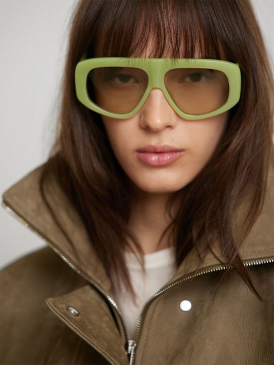 The Attico: Attico57 mask squared sunglasses - Acid Green - women_1 | Luisa Via Roma