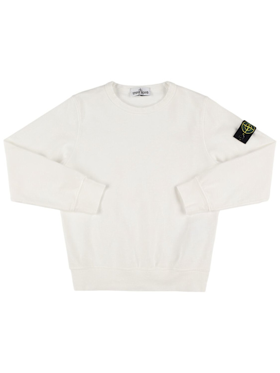 Stone Island Junior: Cotton jersey crewneck sweatshirt - White - kids-boys_0 | Luisa Via Roma