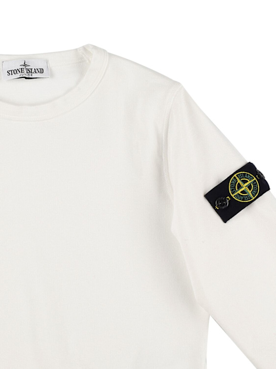 Stone Island Junior: Cotton jersey crewneck sweatshirt - White - kids-boys_1 | Luisa Via Roma