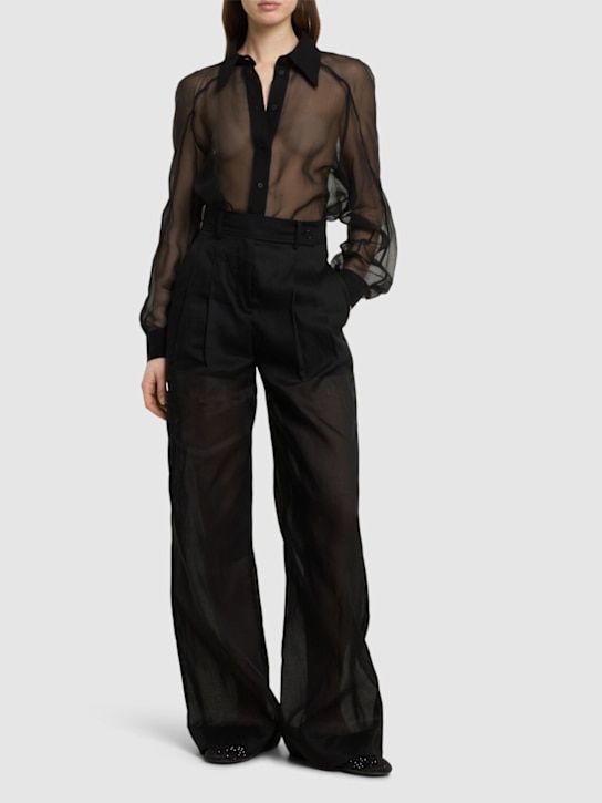 Sheer cotton organza wide pants - Thumbnail 2