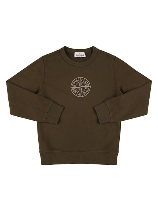 Stone Island Junior: Cotton sweatshirt - ミリタリーグリーン - kids-boys_0 | Luisa Via Roma
