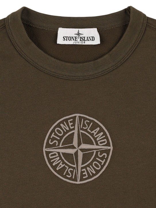 Stone Island Junior: Cotton sweatshirt - ミリタリーグリーン - kids-boys_1 | Luisa Via Roma