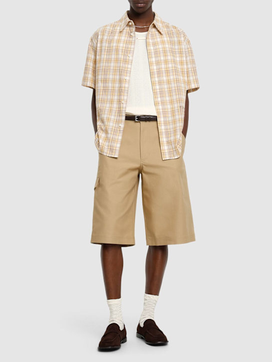 After Pray: Safari cotton Bermuda shorts - Beige - men_1 | Luisa Via Roma