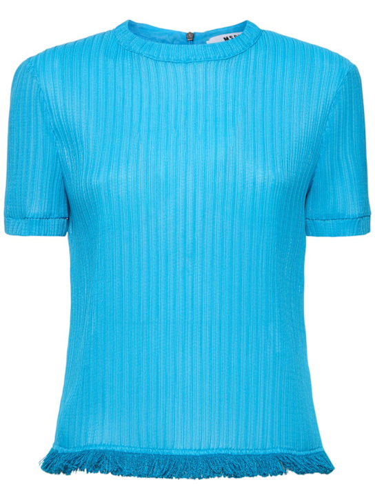 MSGM: Top a maniche corte a costine - women_0 | Luisa Via Roma