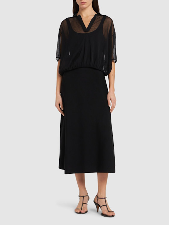 Max Mara: Lazio viscose crepe midi skirt - women_1 | Luisa Via Roma