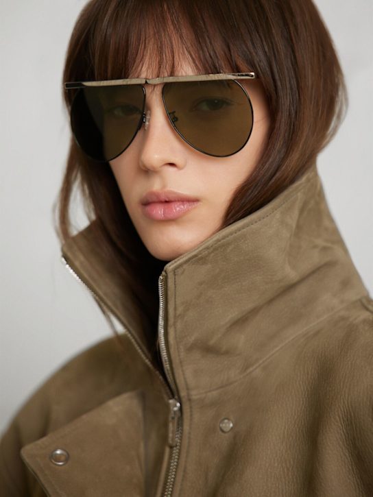 The Attico: Pilot metal sunglasses - Silver/ Black - women_1 | Luisa Via Roma