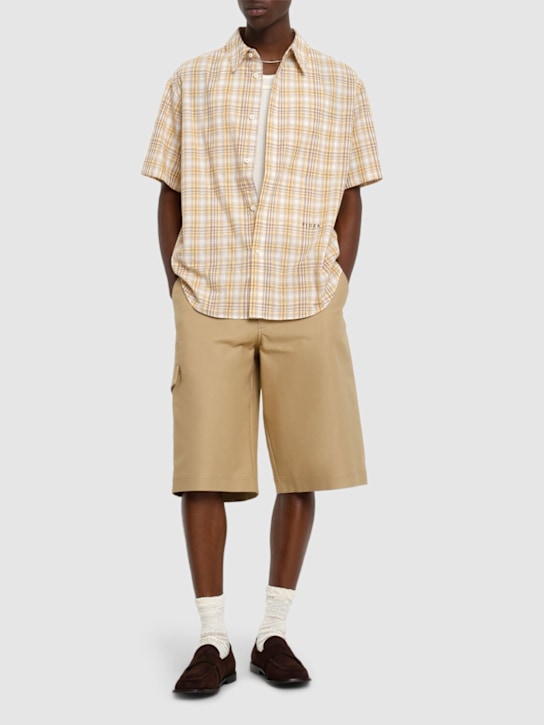 After Pray: Madras check s/s shirt - Yellow - men_1 | Luisa Via Roma