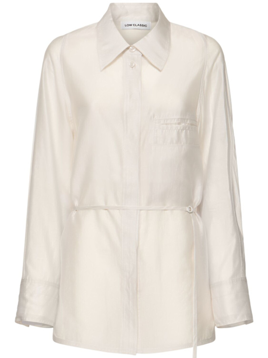 LOW CLASSIC: Sheer Tencel shirt - Light Beige - women_0 | Luisa Via Roma