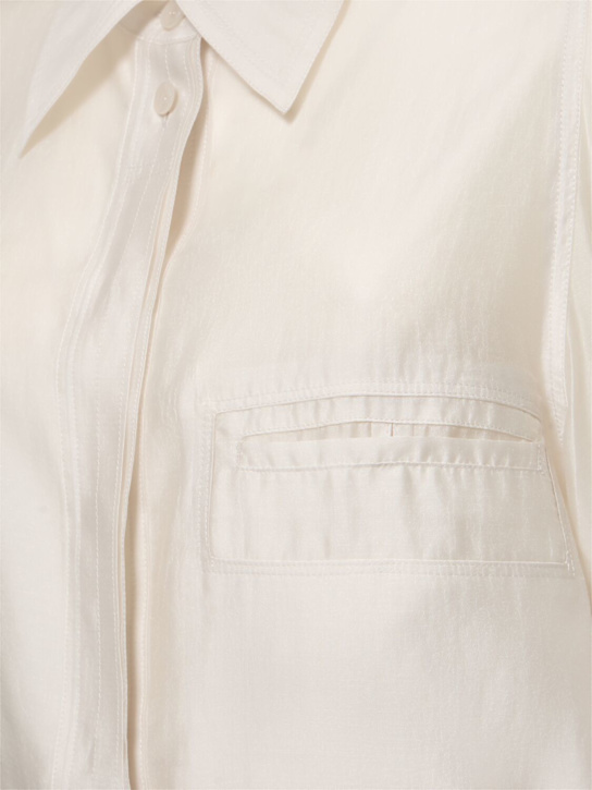 LOW CLASSIC: Sheer Tencel shirt - Light Beige - women_4 | Luisa Via Roma