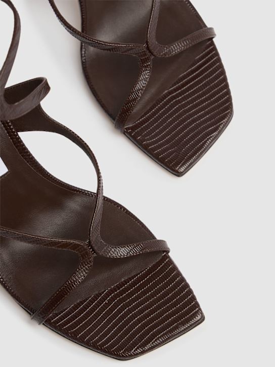 Jimmy Choo: 85mm Azie lizard print leather sandals - Dark Brown - women_4 | Luisa Via Roma