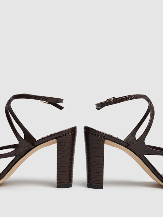 Jimmy Choo: 85mm Azie lizard print leather sandals - Dark Brown - women_3 | Luisa Via Roma