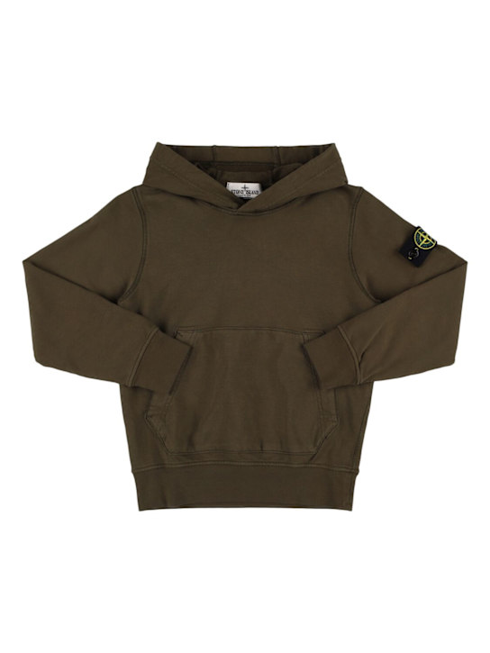 Stone Island Junior: Cotton jersey hoodie - Military Green - kids-boys_0 | Luisa Via Roma
