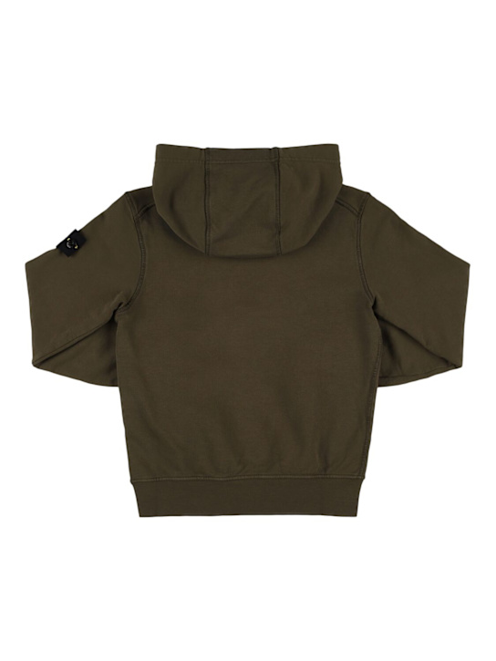Stone Island Junior: Cotton jersey hoodie - Military Green - kids-boys_2 | Luisa Via Roma