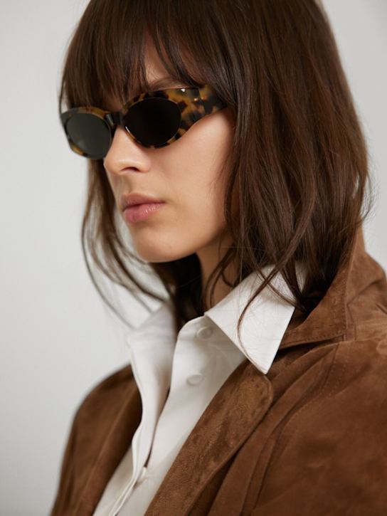 Jacquemus: Les Lunettes Ovalo round sunglasses - Tortoiseshell - women_1 | Luisa Via Roma
