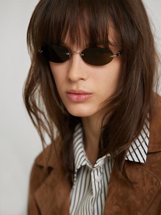 Miu Miu: Occhiali da sole rotondi Regard in metallo - women_1 | Luisa Via Roma