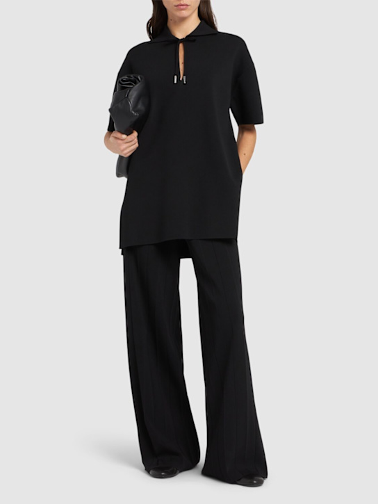 Max Mara: Lama viscose crepe wide pants - women_1 | Luisa Via Roma