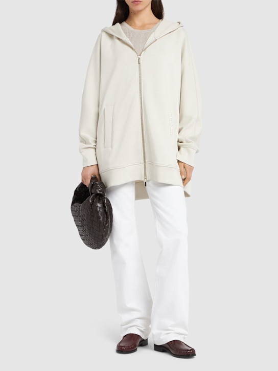'S Max Mara: Verbano jersey zip up sweatshirt - Ivory - women_1 | Luisa Via Roma