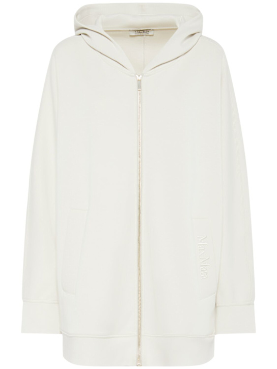 'S Max Mara: Verbano jersey zip up sweatshirt - Ivory - women_0 | Luisa Via Roma