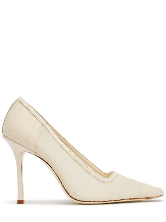 Jimmy Choo: 100mm Lotta tulle pumps - Ivory - women_0 | Luisa Via Roma