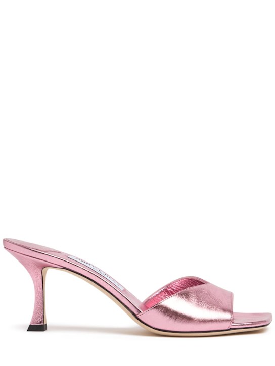 Jimmy Choo: 70mm Skye metallic leather mules - women_0 | Luisa Via Roma