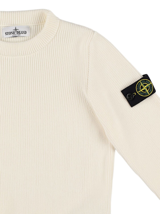 Stone Island Junior: 棉质针织毛衣 - 白色 - kids-boys_1 | Luisa Via Roma