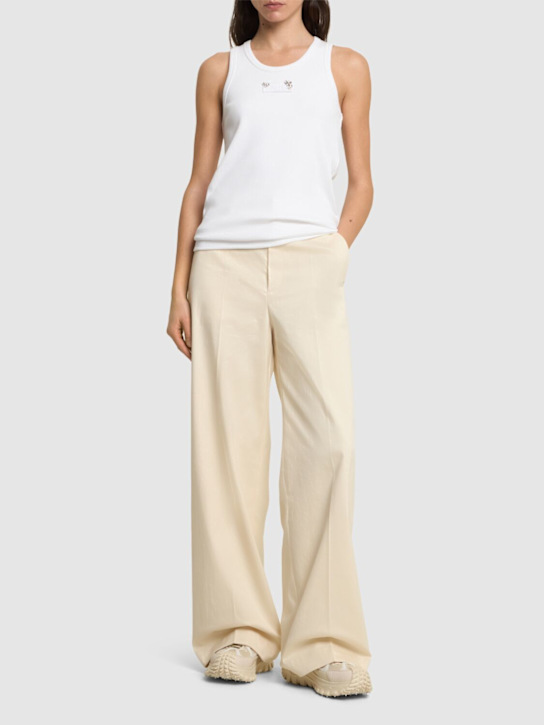 Moncler: Beaded embroidery cotton blend tank top - women_1 | Luisa Via Roma