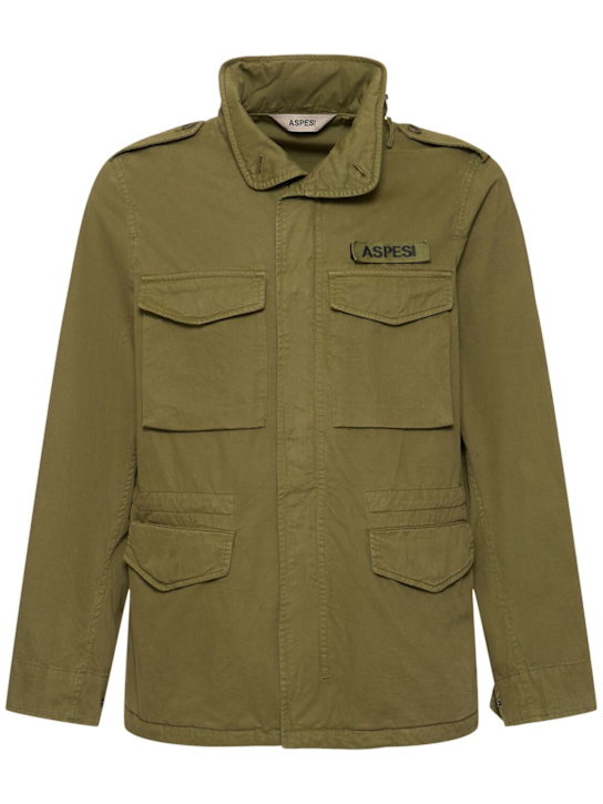 ASPESI: Unlined cotton gabardine filed jacket - Military Green - men_0 | Luisa Via Roma