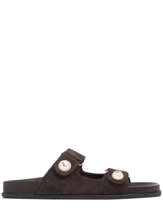 Jimmy Choo: 25mm Fayence suede sandals - Dark Brown - women_0 | Luisa Via Roma