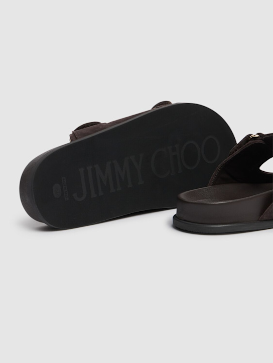 Jimmy Choo: 25mm Fayence suede sandals - Dark Brown - women_4 | Luisa Via Roma
