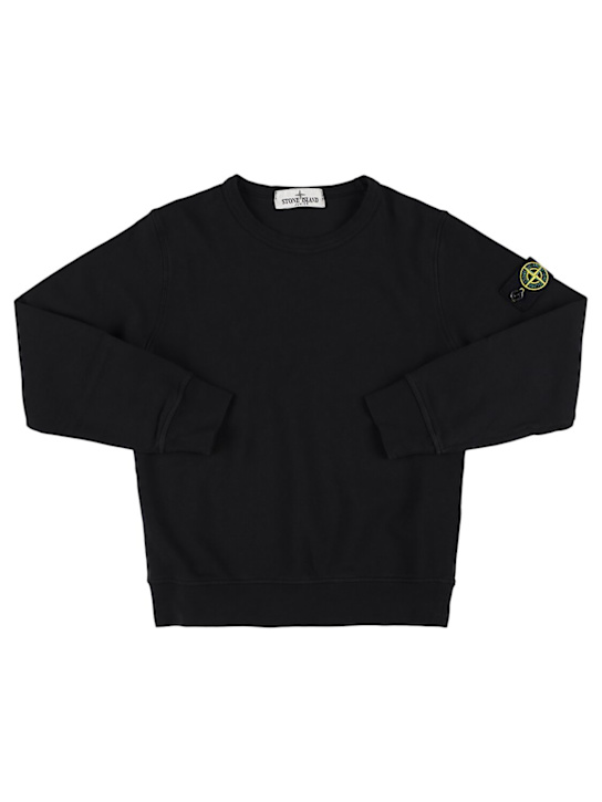 Stone Island Junior: Cotton jersey crewneck sweatshirt - Black - kids-boys_0 | Luisa Via Roma