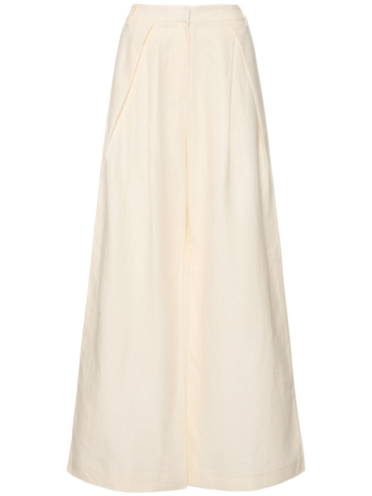 St. Agni: Pantalon en coton et lin Minimal - Ivoire - women_0 | Luisa Via Roma