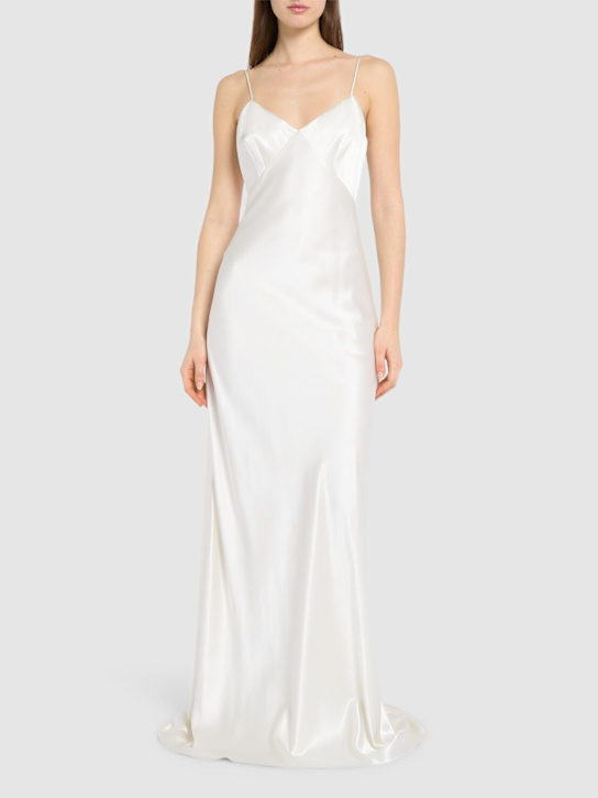 Max Mara: Selce satin long dress - women_1 | Luisa Via Roma