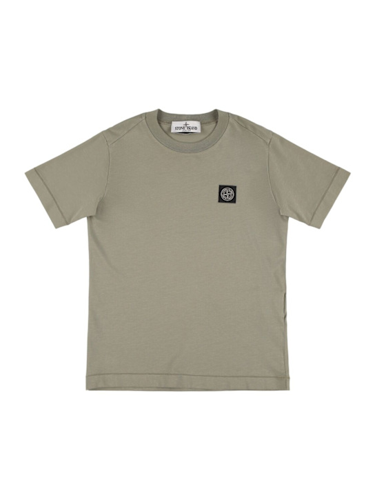 Stone Island Junior: Camiseta de algodón jersey con logo - Caqui - kids-boys_0 | Luisa Via Roma