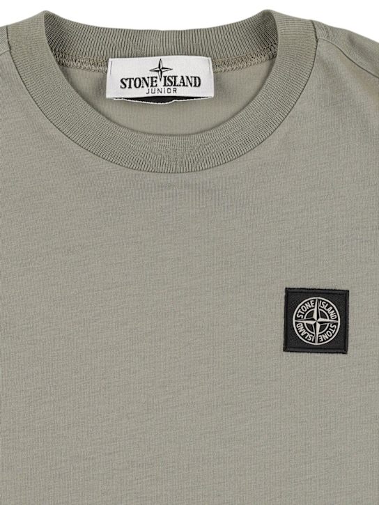 Stone Island Junior: Camiseta de algodón jersey con logo - Caqui - kids-boys_1 | Luisa Via Roma