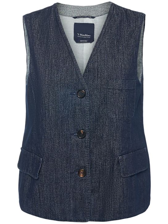 'S Max Mara: CInzia denim vest - Dark Blue - women_0 | Luisa Via Roma