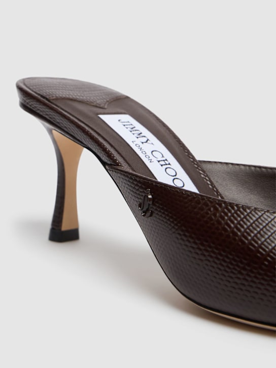 Jimmy Choo: 65mm Vivi lizard print leather mules - Dark Brown - women_3 | Luisa Via Roma