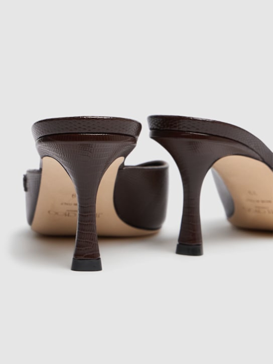 Jimmy Choo: 65mm Vivi lizard print leather mules - Dark Brown - women_4 | Luisa Via Roma