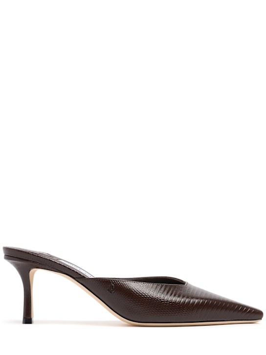 Jimmy Choo: 65mm Vivi lizard print leather mules - Dark Brown - women_0 | Luisa Via Roma
