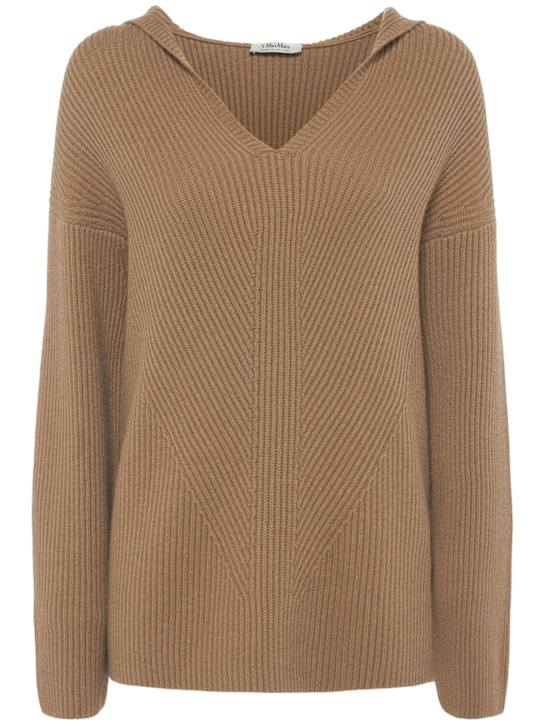 'S Max Mara: Falcone wool knit v neck sweater - Camel - women_0 | Luisa Via Roma
