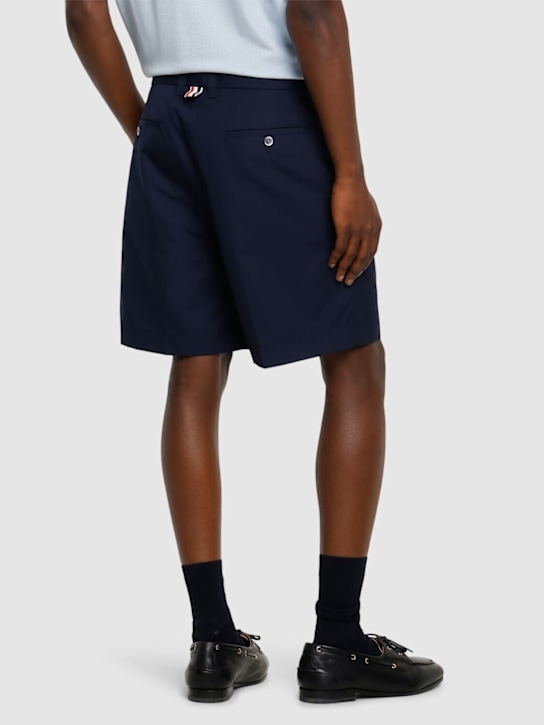 Thom Browne: Utility chino shorts - Navy - men_2 | Luisa Via Roma