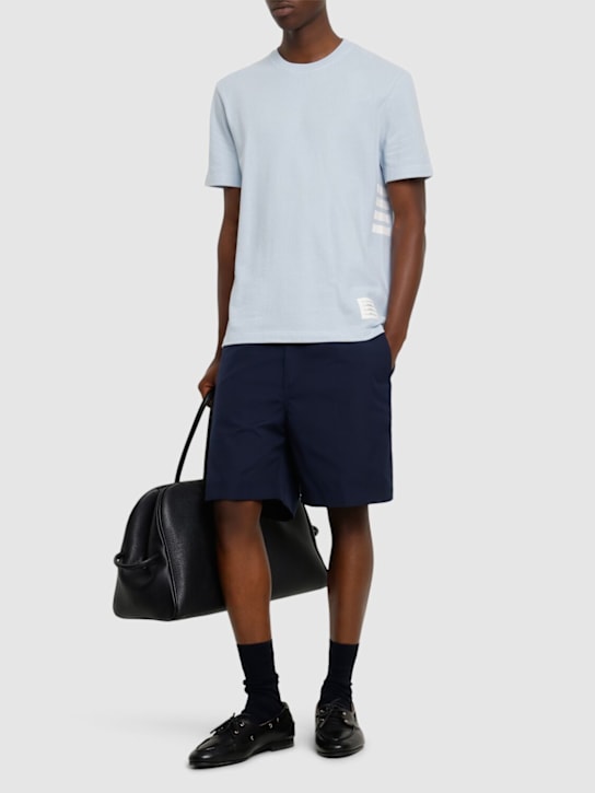 Thom Browne: Utility chino shorts - Navy - men_1 | Luisa Via Roma
