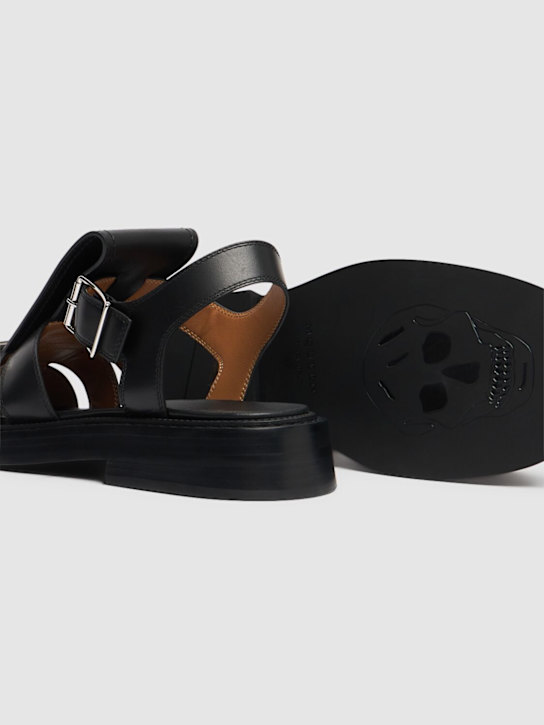 McQueen: Leather sandals - Black/Silver - women_4 | Luisa Via Roma